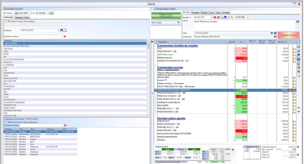 Interface du Module Commercial 