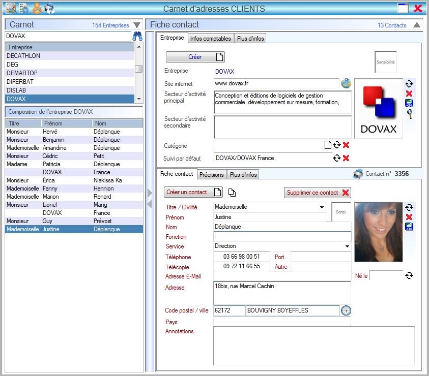 Carnet d'adresses Interface Module Carnet d'adresses