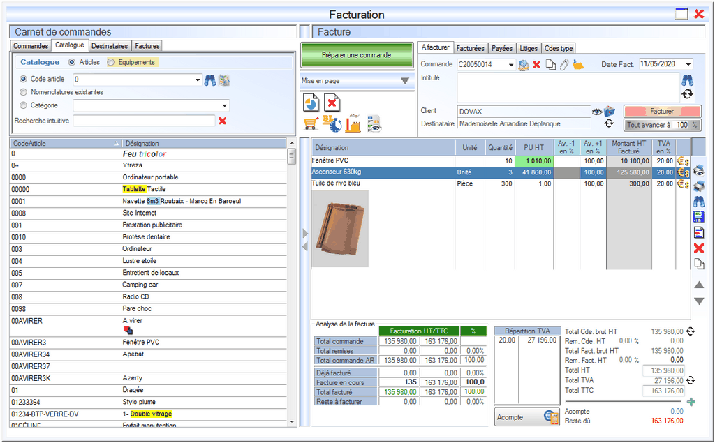 Interface du module des finances