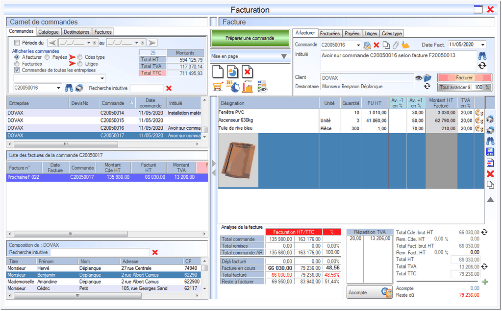 Module Finance Interface du module des finances