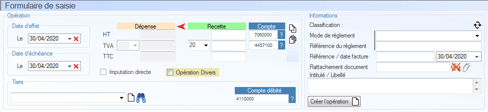 Interface du Module Finances