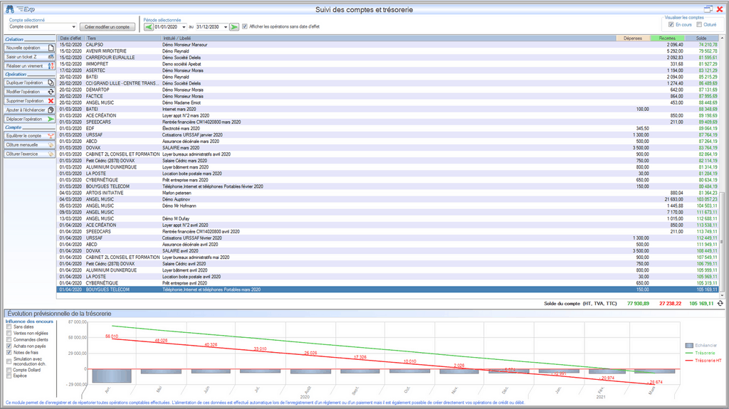 Échéancier Interface du Module Finances