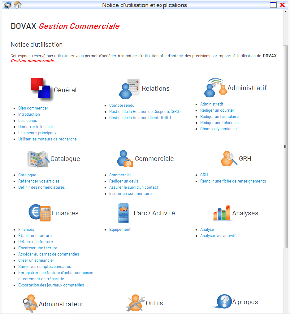 Interface du Module “A propos de”