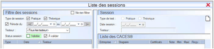 Interface du Module CACES