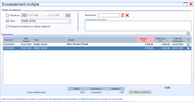 Encaissement multiple