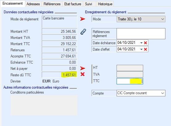 enregistrer une retenue de garantie