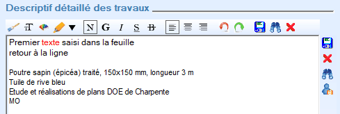 Descriptif détaillé des travaux lors de la création d'un Ordre de Travail