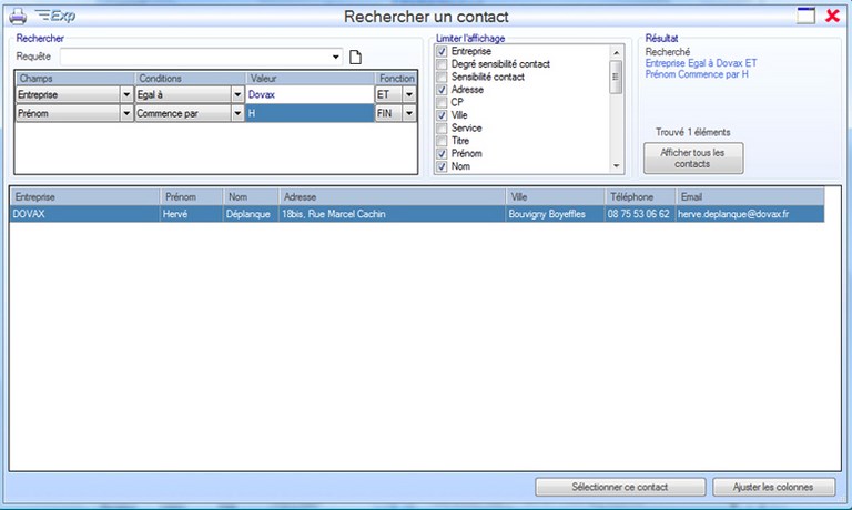 Interface du logiciel DOVAX Gestion Commerciale