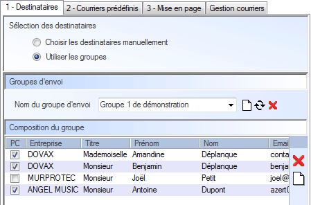 Interface du Module Aministratif pour réaliser des courriers, mails