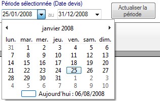 Selectionner une période Interface du Module Analyse