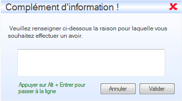 Complément d'information Interface du module des finances