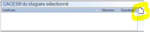Liste des CACES du stagiaire Interface du Module CACES