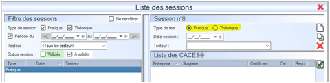 Interface du Module CACES