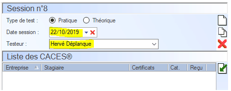 Interface du Module CACES