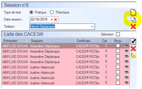 Interface du Module CACES