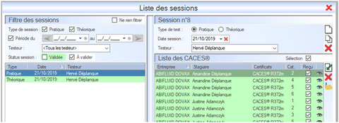 Interface du Module CACES