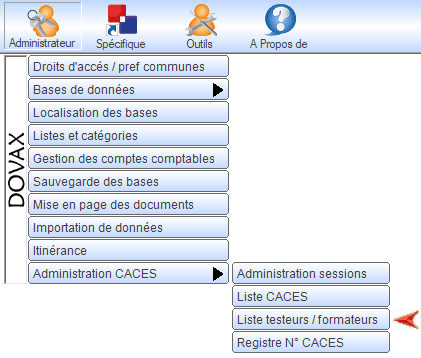 Interface du Module CACES