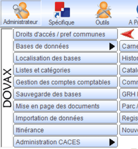 Interface du Module CACES