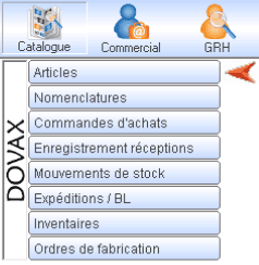 Interface du Module Catalogue