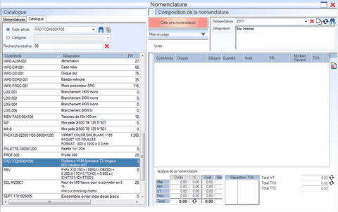 Interface du Module Catalogue