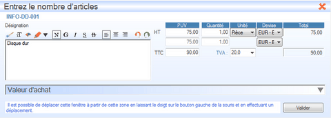 Interface du Module Catalogue