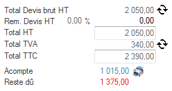 Interface du Module Commercial 