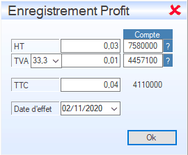 enregistrer un profit