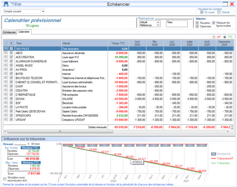 Echéancier Interface du Module Finances