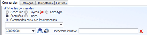 Affichage des commandes Interface du Module Finance