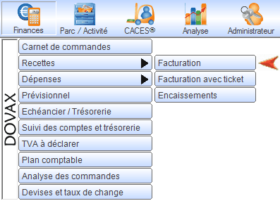 Interface du module des finances