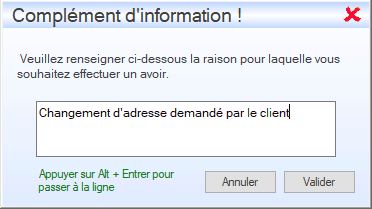 Refaire une facture Interface du module des finances