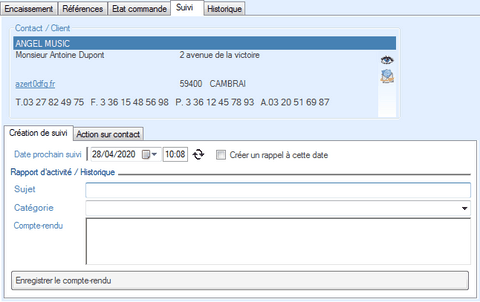 Suivi de la commande Interface du Module Finances