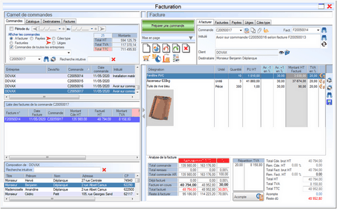 Interface du module des finances