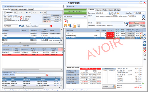 Interface du module des finances