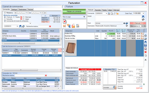 Interface du module des finances