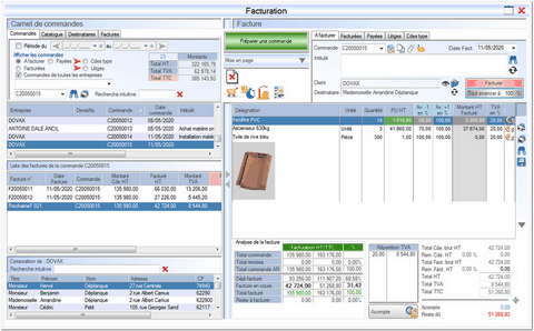 Interface du module des finances