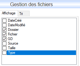 Gestion des fichiers Choix de l'affichage de la gestion des fichiers