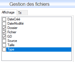Choix de l'affichage de la gestion des fichiers