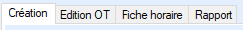 Les différents onglets pour la création d'un Ordre de Travail