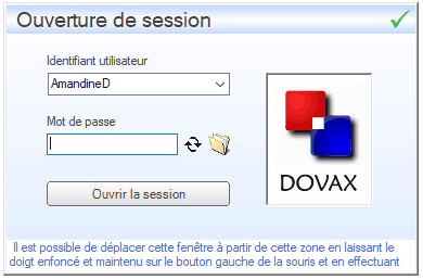 Interface lors de l'ouverture de l'application DOVAX Interface lors de l'ouverture de l'application DOVAX