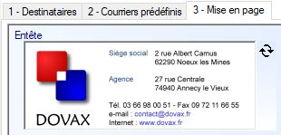 Modifier l'entête Interface du Module Correspondre pour réaliser un courrier